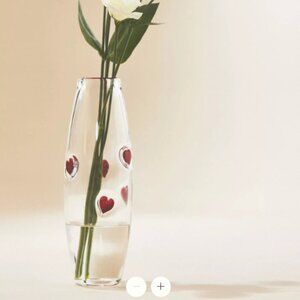 Anthropologie Red Heart Icon Tall Glass Vase Anthropologie NIB Valentines Day
